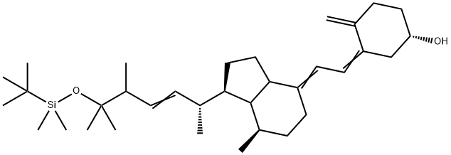 3-(2-{1R-[5-(tert-Butyl-dimethyl-silanyloxy)-1R,4,5-trimethyl-hex-2-enyl]-7R-methyl-octahydro-inden-4-ylidene}-ethylidene)-4-methylen
e-cyclohexan-1S-ol 结构式