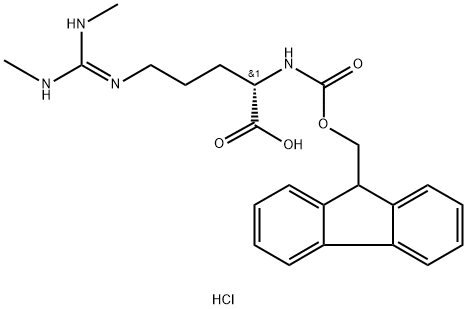 (2S)-5-[(Z)-N',N''-dimethylcarbamimidamido]-2-({[(9H-fluoren-9-yl)methoxy]carbonyl}amino)pentanoic acid hydrochloride 结构式