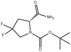 1-Pyrrolidinecarboxylic acid, 2-(aminocarbonyl)-4,4-difluoro-, 1,1-dimethylethyl ester, (2R)- 结构式