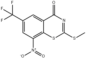 2-(Methylthio)-8-nitro-6-(trifluoromethyl)-4H-benzo[e][1,3]thiazin-4-one 结构式