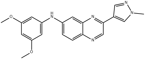 N-(3,5-dimethoxyphenyl)-3-(1-methyl-1H-pyrazol-4-yl)quinoxalin-6-amine 结构式
