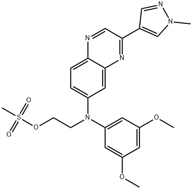 2-((3,5-dimethoxyphenyl)(3-(1-methyl-1H-pyrazol-4-yl)quinoxalin-6-yl)amino)ethyl methanesulfonate 结构式