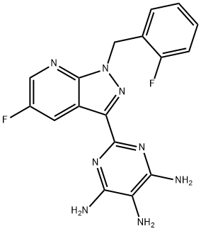 2-(5-氟-1-(2-氟苄基)-1H-吡唑并[3,4-B]吡啶-3-基)嘧啶-4,5,6-三胺 结构式
