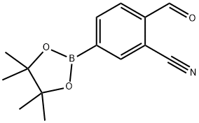 2-formyl-5-(tetramethyl-1,3,2-dioxaborolan-2-yl)benzonitrile 结构式