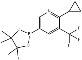 2-cyclopropyl-5-(4,4,5,5-tetramethyl-1,3,2-dioxaborolan-2-yl)-3-(trifluoromethyl)pyridine 结构式