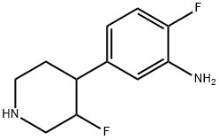 2-fluoro-5-(3-fluoropiperidin-4-yl)aniline 结构式