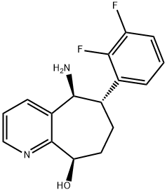 (5S,6S,9R)-5-amino-6-(2,3-difluorophenyl)-6,7,8,9-tetrahydro-5H-cyclohepta[b]pyridin-9-ol 结构式