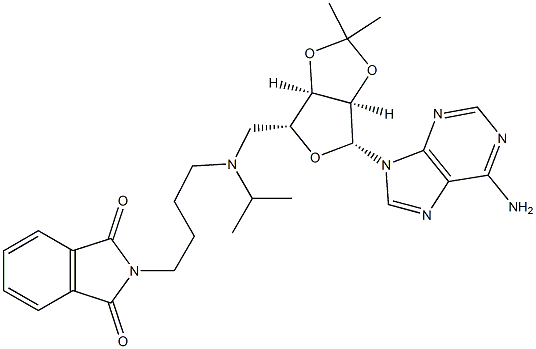 2-(4-((((3aR,4R,6R,6aR)-6-(6-amino-9H-purin-9-yl)-2,2-dimethyltetrahydrofuro[3,4-d][1,3]dioxol-4-yl)methyl)(isopropyl)amino)butyl)isoindoline-1,3-dione 结构式