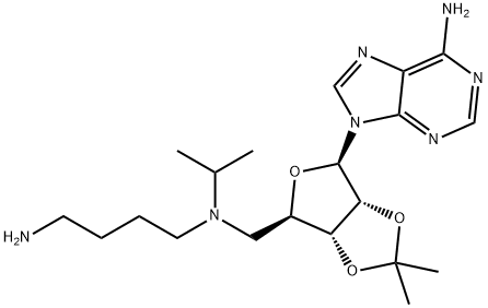 N1-(((3aR,4R,6R,6aR)-6-(6-amino-9H-purin-9-yl)-2,2-dimethyltetrahydrofuro[3,4-d][1,3]dioxol-4-yl)methyl)-N1-isopropylbutane-1,4-diamine 结构式