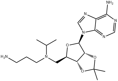 N1-(((3aR,4R,6R,6aR)-6-(6-amino-9H-purin-9-yl)-2,2-dimethyltetrahydrofuro[3,4-d][1,3]dioxol-4-yl)methyl)-N1-isopropylpropane-1,3-diamine 结构式