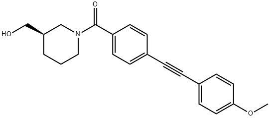 [(3R)-3-(Hydroxymethyl)-1-piperidinyl][4-[2-(4-methoxyphenyl)ethynyl]phenyl]-methanone 结构式