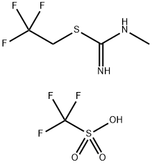 N-methyl[(2,2,2-trifluoroethyl)sulfanyl]methanimidamide, trifluoromethanesulfonic acid 结构式