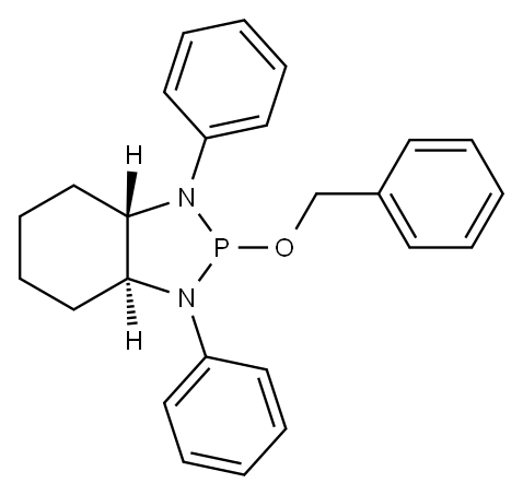 (3AS,7AS)-2-(苄氧基)-1,3-二苯基二氢-1H-苯并[D][1,3,2]二氮杂磷酸酯 结构式