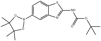 (5-(4,4,5,5-四甲基-1,3,2-二氧杂硼烷-2-基)苯并[D]噻唑-2-基)氨基甲酸叔丁酯 结构式