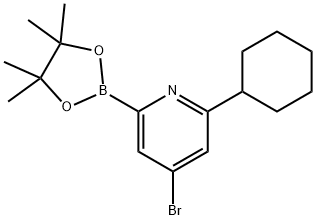 4-Bromo-6-(cyclohexyl)pyridine-2-boronic acid pinacol ester 结构式