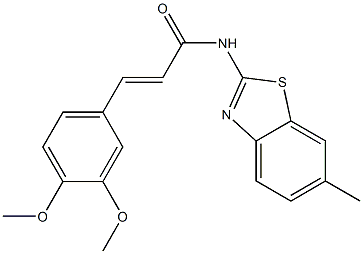 3-(3,4-dimethoxyphenyl)-N-(6-methyl-1,3-benzothiazol-2-yl)acrylamide 结构式