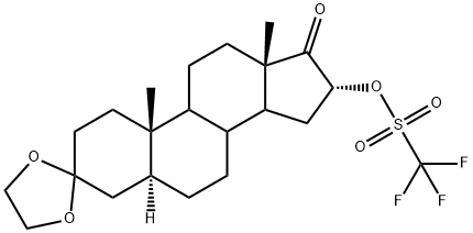 (5S,10S,13S,16R)-10,13-dimethyl-17-oxohexadecahydrospiro[cyclopenta[a]phenanthrene-3,2'-[1,3]dioxolan]-16-yl trifluoromethanesulfonate 结构式