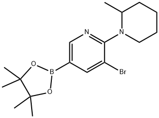 5-Bromo-6-(2-methylpiperidin-1-yl)pyridine-3-boronic acid pinacol ester 结构式