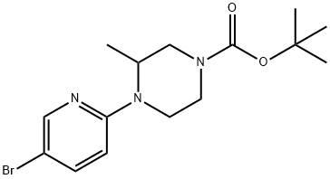 tert-butyl 4-(5-bromopyridin-2-yl)-3-methylpiperazine-1-carboxylate 结构式