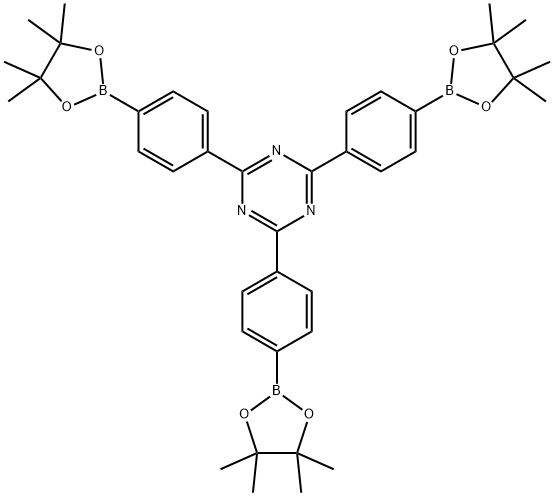 2,4,6-Tris[4-(4,4,5,5-tetramethyl-1,3,2-dioxaborolan-2-yl)phenyl]-1,3,5-triazine 结构式