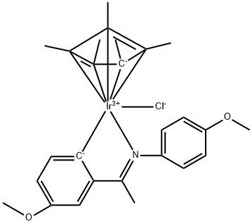 氯[4-甲氧基-2-[1-[(4-甲氧基苯基)亚氨基-ΚN]乙基]苯基-ΚC][(1,2,3,4,5-Η)-1,2,3,4,5-五甲基-2,4-环戊二烯-1-基]铱 结构式