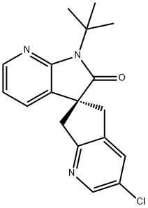 (3'S)-3-氯-1'-(1,1-二甲基乙基)-5,7-二氢螺[6H-环戊[B]吡啶-6,3'-[3H]吡咯并[2,3-B]吡啶]-2'(1'H)-酮 结构式