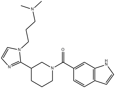[3-[1-[3-(二甲氨基)丙基]-2-咪唑基]-1-哌啶基](6-吲哚基)甲酮 结构式