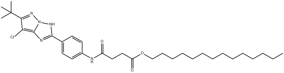 Butanoic acid, 4-[[4-[7-chloro-6-(1,1-dimethylethyl)-3H-pyrazolo[1,5-b][1,2,4]triazol-2-yl]phenyl]amino]-4-oxo-, tetradecyl ester 结构式