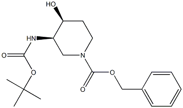 (3R,4S)-benzyl 3-((tert-butoxycarbonyl)amino)-4-hydroxypiperidine-1-carboxylate 结构式