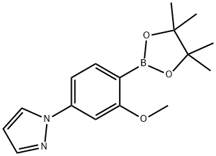 1-[3-甲氧基-4-(4,4,5,5-四甲基-1,3,2-二氧杂硼环戊烷-2-基)苯基]-1H-吡唑 结构式