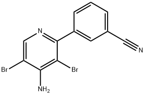 4-Amino-3,5-dibromo-2-(3-cyanophenyl)pyridine 结构式