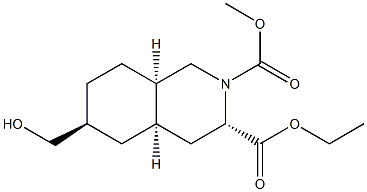 Ethyl (3S,4aR,6S,8aR)-6-(hydroxymethyl)-2-(methoxycarbonyl)-1,2,3,4,4a,5,6,7,8,8a-decahydroisoquinoline-3-carboxylate 结构式