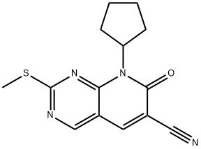 8-cyclopentyl-2-(methylthio)-7-oxo-7,8-dihydropyrido[2,3-d]pyrimidine-6-carbonitrile 结构式