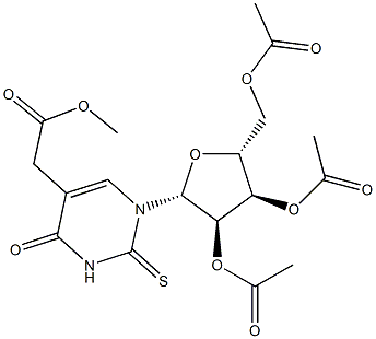 2',3',5'-Tri-O-acetyl-5-methoxycarbonylmethyl-2-thiouridine 结构式