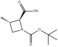 (2S,3S)-1-[(tert-butoxy)carbonyl]-3-methylazetidine-2-carboxylic acid 结构式