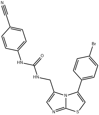1-((3-(4-bromophenyl)imidazo[2,1-b]thiazol-5-yl)methyl)-3-(4-cyanophenyl)urea 结构式