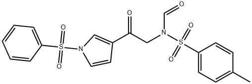 N-[(4-methylphenyl)sulfonyl]-N-{2-oxo-2-[1-(phenylsulfonyl)-1H-pyrrol-3-yl]ethyl}formamide 结构式