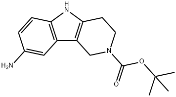 8-氨基-3,4-二氢-1H-吡啶并[4,3-B]吲哚-2(5H)-羧酸叔丁酯 结构式