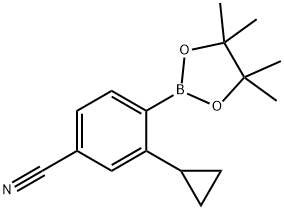 3-cyclopropyl-4-(4,4,5,5-tetramethyl-1,3,2-dioxaborolan-2-yl)benzonitrile 结构式