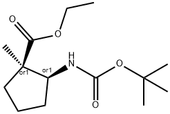 Cis-2-tert-Butoxycarbonylamino-1-methyl-cyclopentanecarboxylic acid 结构式