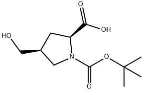 (4S)-1-BOC-4-(羟甲基)-L-脯氨酸 结构式