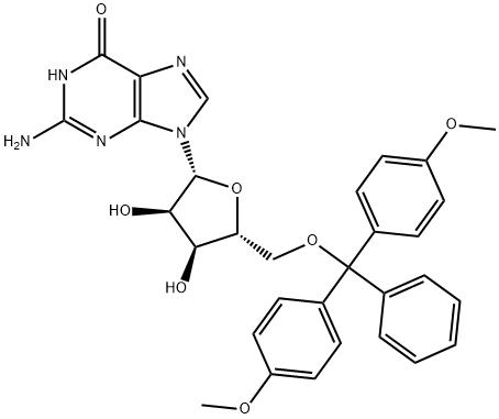 5'-O-(4,4'-dimethoxytrityl)-guanosine 结构式