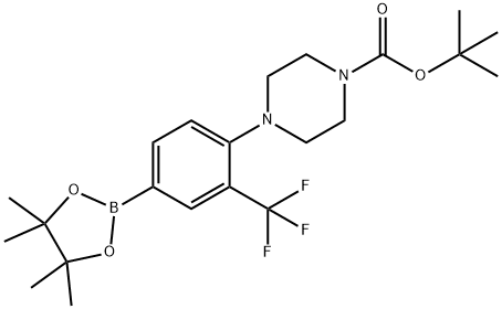 tert-butyl 4-(4-(4,4,5,5-tetramethyl-1,3,2-dioxaborolan-2-yl)-2-(trifluoromethyl)phenyl)piperazine-1-carboxylate 结构式