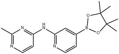 2-methyl-N-(4-(4,4,5,5-tetramethyl-1,3,2-dioxaborolan-2-yl)pyridin-2-yl)pyrimidin-4-amine 结构式