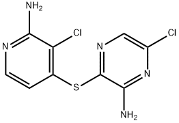 2-氨基-3-[(2-氨基-3-氯吡啶-4-基)硫基]-6-氯吡嗪 结构式