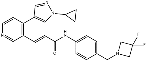(2E)-3-[4-(1-Cyclopropyl-1H-pyrazol-4-yl)-3-pyridinyl]-N-[4-[(3,3-difluoro-1-azetidinyl)methyl]phenyl]-2-propenamide 结构式