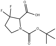 1-(叔丁氧羰基)-3,3-二氟吡咯烷-2-羧酸 结构式