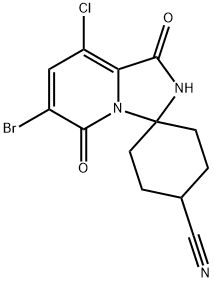 6'-溴-8'-氯-1',5'-二氧代-1',5'-二氢-2'H-螺[环己烷-1,3'-咪唑并[1,5-A]吡啶]-4-甲腈 结构式