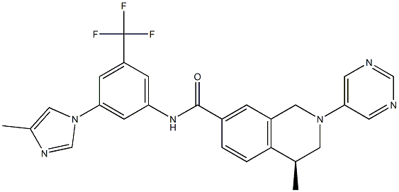 (4S)-4-METHYL-N-[3-(4-METHYLIMIDAZOL-1-YL)-5-(TRIFLUOROMETHYL)PHENYL]-2-PYRIMIDIN-5-YL-3,4-DIHYDRO-1H-ISOQUINOLINE-7-CARBOXAMIDE 结构式