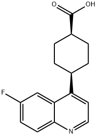 Cyclohexanecarboxylic acid,4-(6-fluoro-4-quinolinyl)-,cis- 结构式